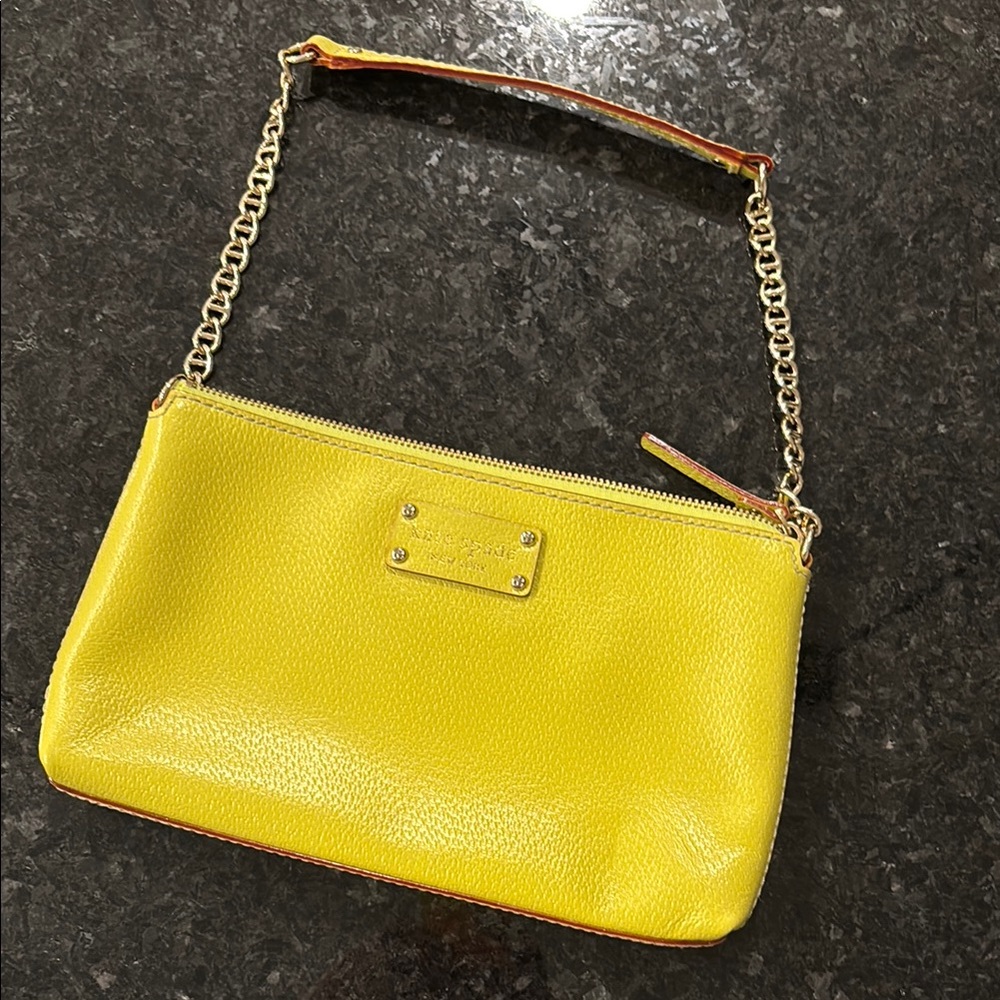 Kate Spade Yellow bag with Gold accents/shoulder strap